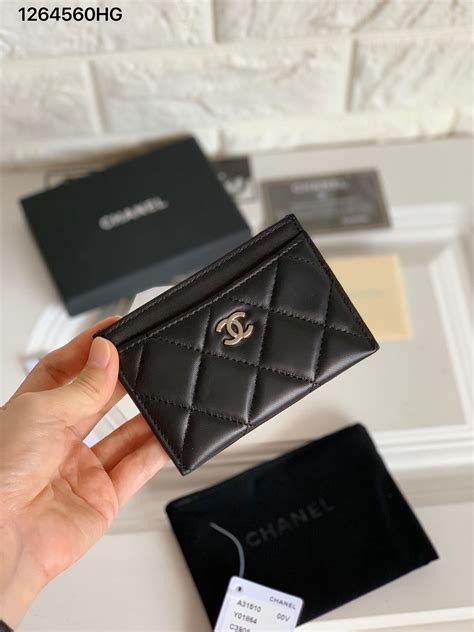 chanel classic folded leather card holder|Chanel small card holder price.